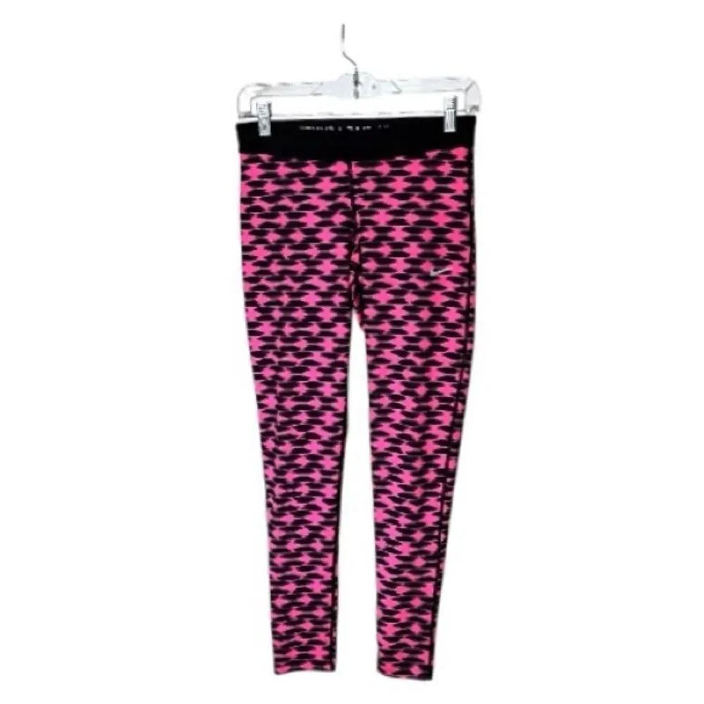 Nike Dri-Fit Run Fast Live Fearless Pink Black Print Athletic Leggings Size S